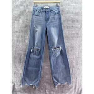 Freckled Poppy Risen Jeans Womens 9/29 Blue Light Wash High Rise Distressed Wide